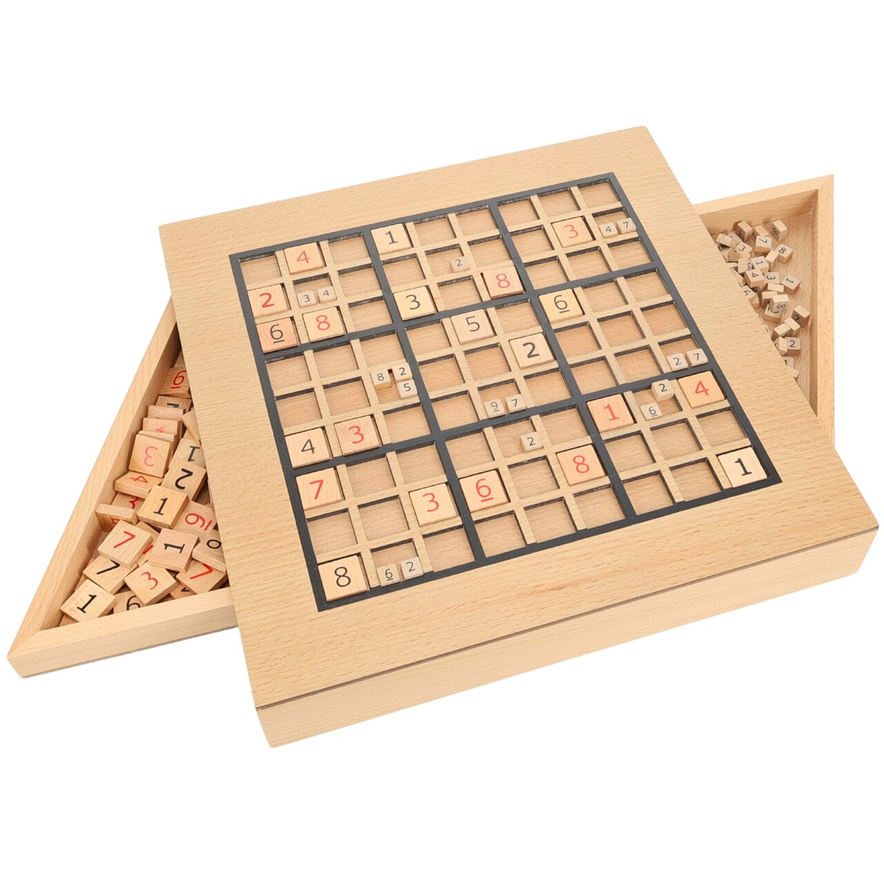 WE Games Wooden Sudoku Puzzle Board Game with Pull Out Drawers - 11 in